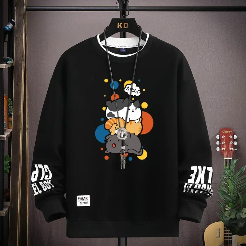 Spring  Japan Cartoon Cats Sweatshirt