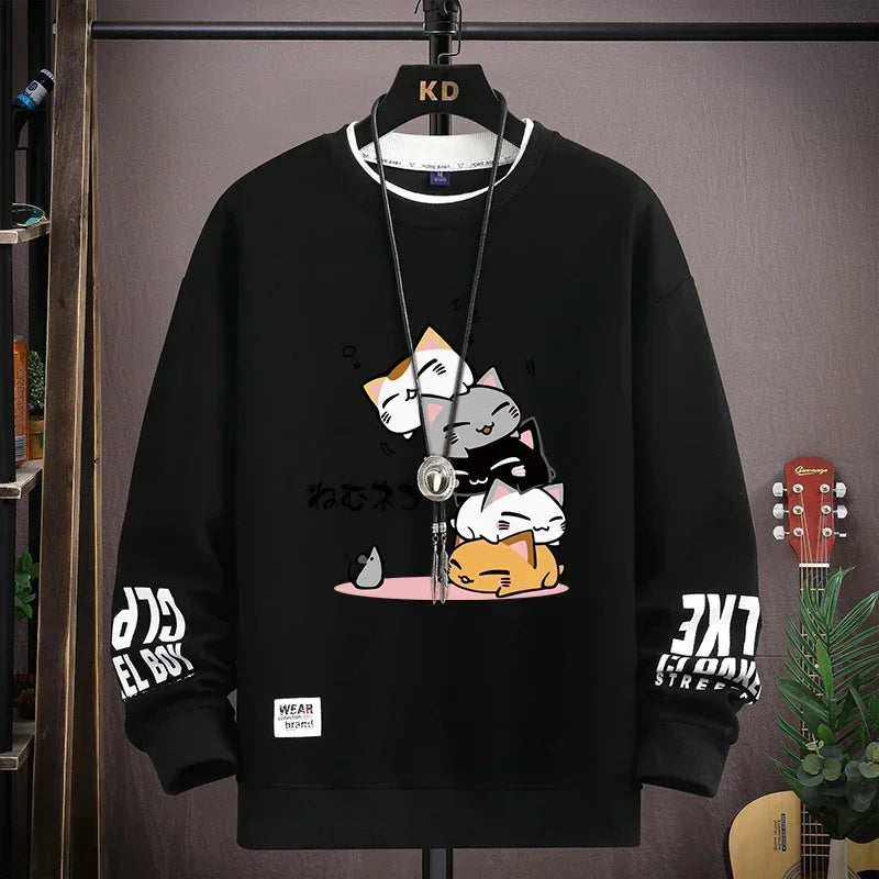 Spring  Japan Cartoon Cats Sweatshirt