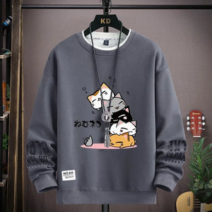 Spring  Japan Cartoon Cats Sweatshirt