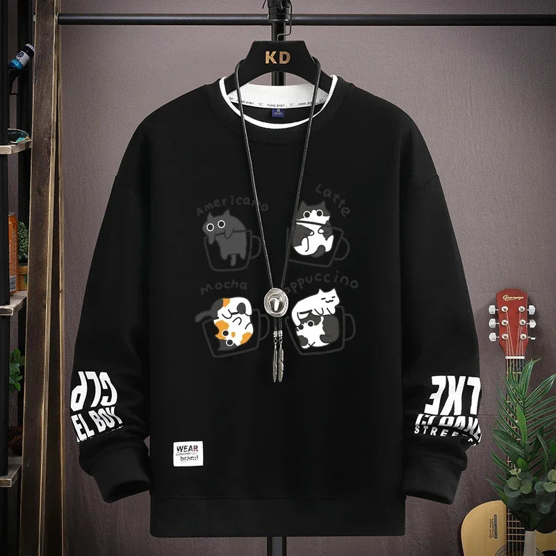 Spring  Japan Cartoon Cats Sweatshirt