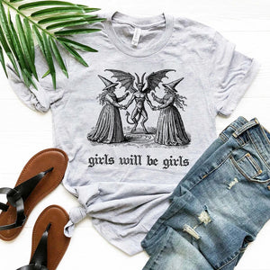 Girls Will Be Girls Vintage Halloween T-Shirt