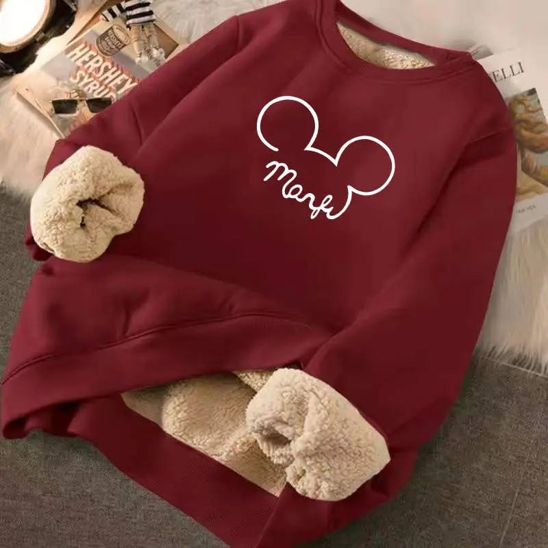 Cartoon Print Velvet Cashmere Sweatshirt