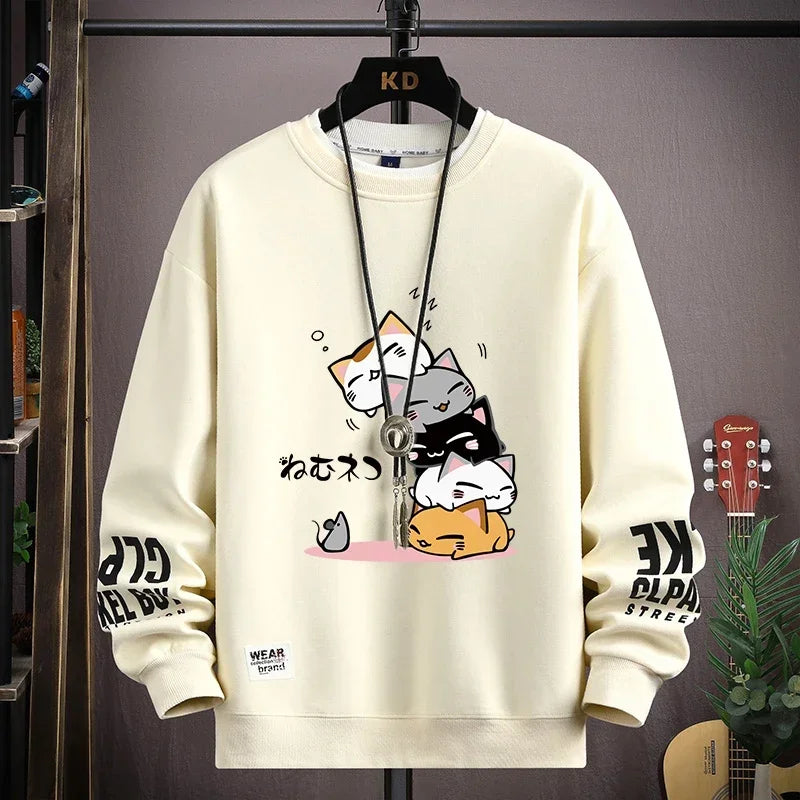 Spring  Japan Cartoon Cats Sweatshirt