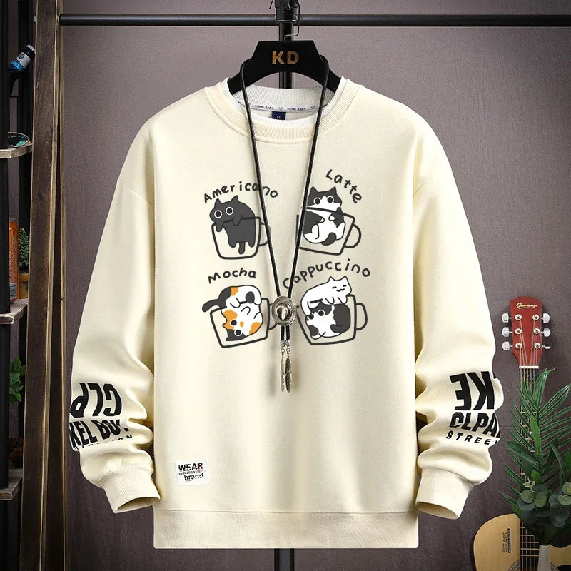 Spring  Japan Cartoon Cats Sweatshirt