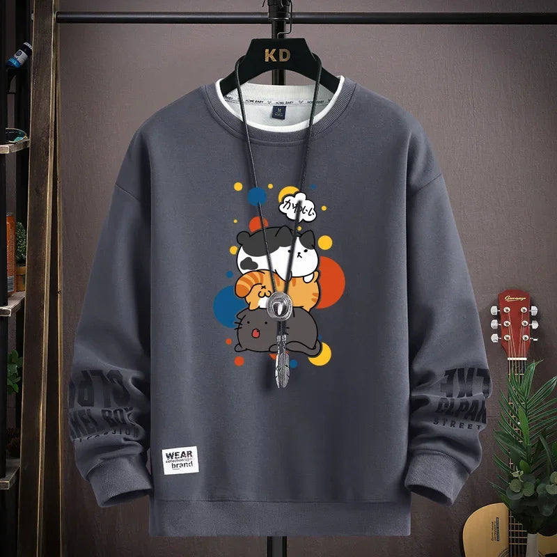 Spring  Japan Cartoon Cats Sweatshirt