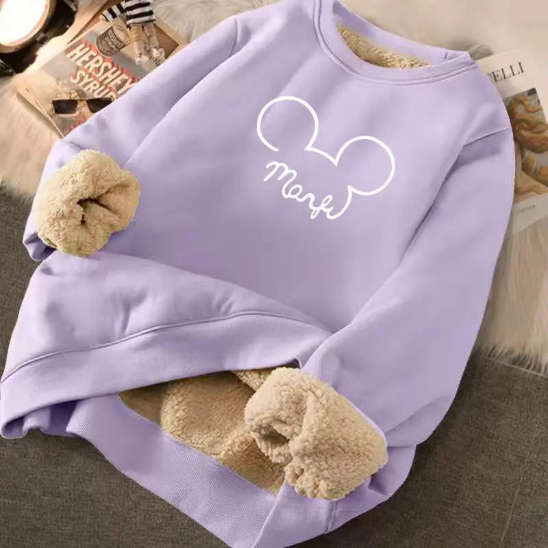 Cartoon Print Velvet Cashmere Sweatshirt