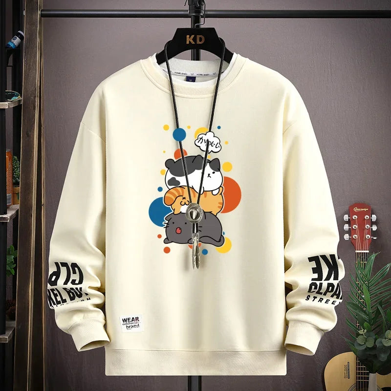 Spring  Japan Cartoon Cats Sweatshirt