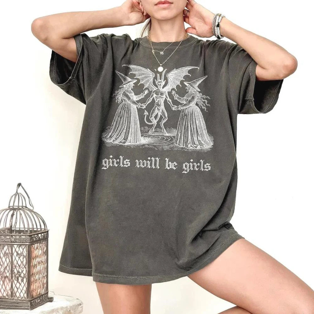 Girls Will Be Girls Vintage Halloween T-Shirt